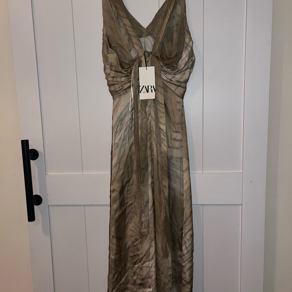 Zara Beige Backless Maxi Dress
